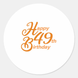 Orange Happy 49. Geburtstag Kursivschrift Runder Aufkleber