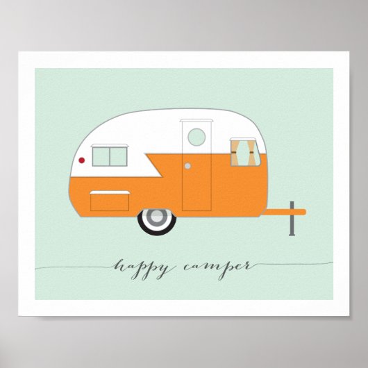 Orange Happy Camper Art Print 8 x 10 Poster (Vorne)