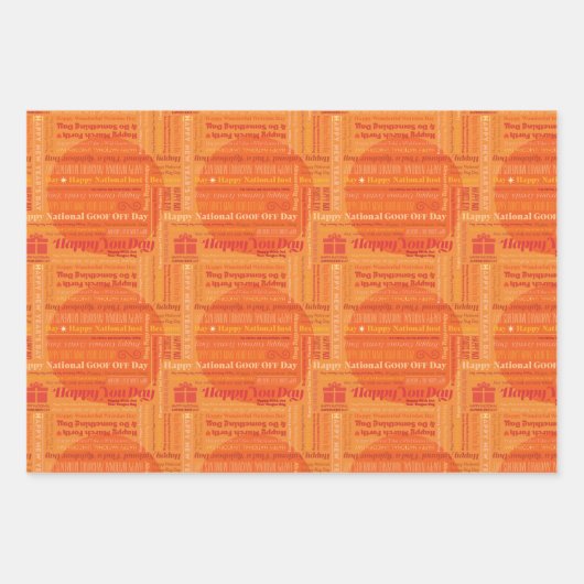 Orange Happy Days Wrapping Paper Geschenkpapier Set (Vorderseite 2)