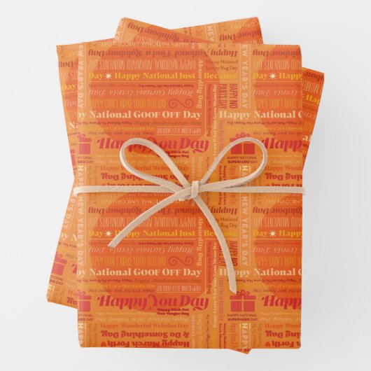 Orange Happy Days Wrapping Paper Geschenkpapier Set (Beispiel)