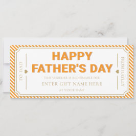 Orange Happy Father's Day Geschenkgutschein Karte