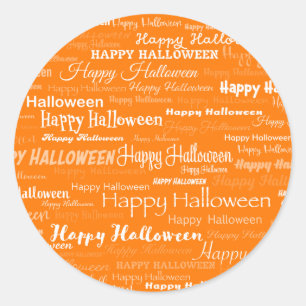 Orange Happy Halloween Moderne Typografie Runder Aufkleber