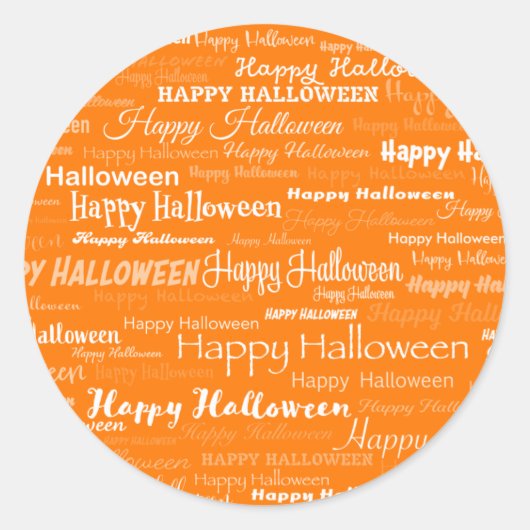Orange Happy Halloween Moderne Typografie Runder Aufkleber (Vorderseite)