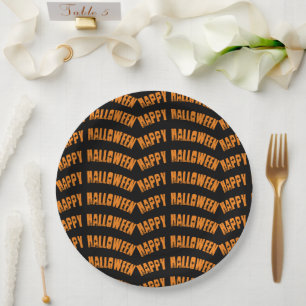 Orange Happy Halloween Pattern Napkins Pappteller