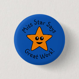 Orange Happy Star Great Work Button