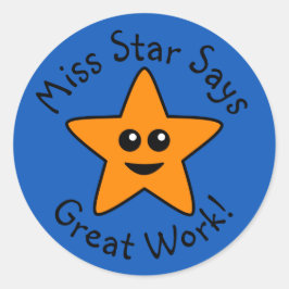 Orange Happy Star Great Work Stickers