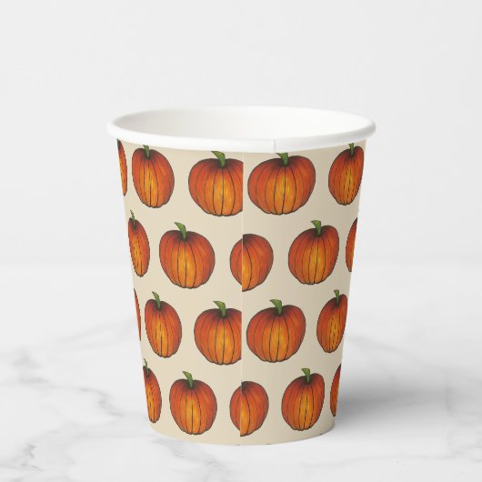 Orange Harvest Pumpkin Halloween Erntedank Fall Pappbecher (Rechts)