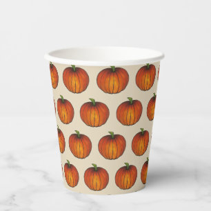 Orange Harvest Pumpkin Halloween Erntedank Fall Pappbecher