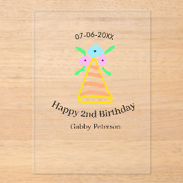 Orange hat 2. Geburtstagskinder retrurieren blumen Acryleinladungen