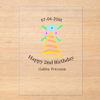 Orange hat 2. Geburtstagskinder retrurieren blumen Acryleinladungen