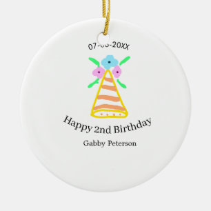 Orange hat 2. Geburtstagskinder retrurieren blumen Keramik Ornament