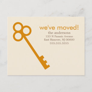 Orange Hauptschlüssel-bewegliche Mitteilungen Ankündigungspostkarte