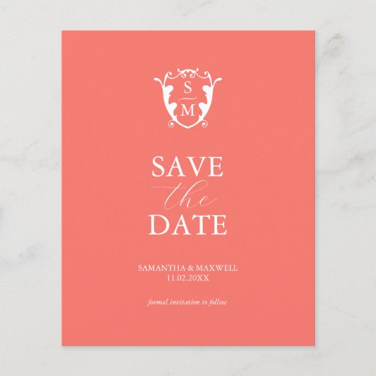 Orange-Haushaltsmonogramm Save the Date Flyer (Vorne)