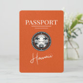 Orange Hawaii Passport Save the Date (Stehend Vorderseite)
