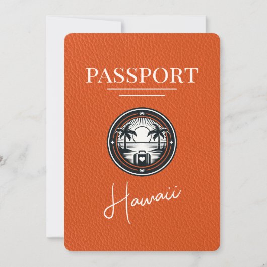 Orange Hawaii Passport Save the Date (Vorderseite)