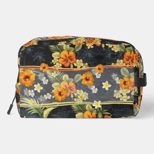 Orange Hawaiian Hibiskus Aloha Shirt Travel Bag Waschbeutel (Rückseite)