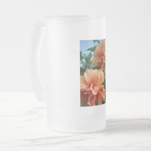 Orange Hawaiian Hibiskus Blume Mattglas Bierglas (Vorderseite Links)