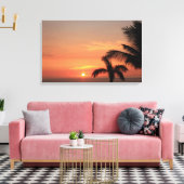 Orange Hawaiian Sunset Sky mit Palmen Leinwanddruck (Insitu (Wohnzimmer))