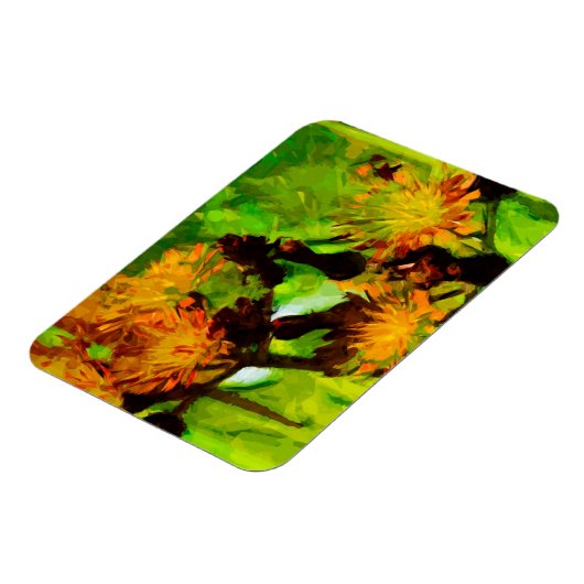 Orange Hawkweed Blüten Abstrakter Impressionismus Magnet (Linke Seite)