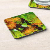 Orange Hawkweed Blüten Abstrakter Impressionismus Untersetzer (Linke Seite)
