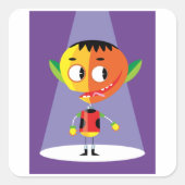 Orange Head Character Quadratischer Aufkleber (Vorderseite)