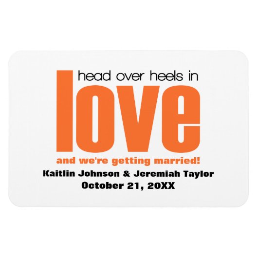 Orange Head Over Heelse Speichern Sie das Datumsfe Magnet (Horizontal)