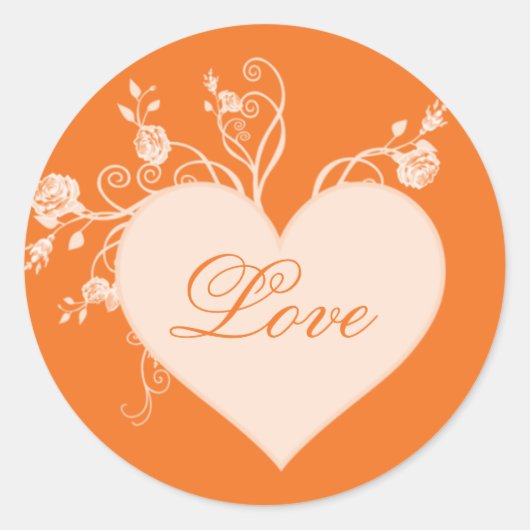 Orange Heart and Rose Liebe Stickers (Vorderseite)