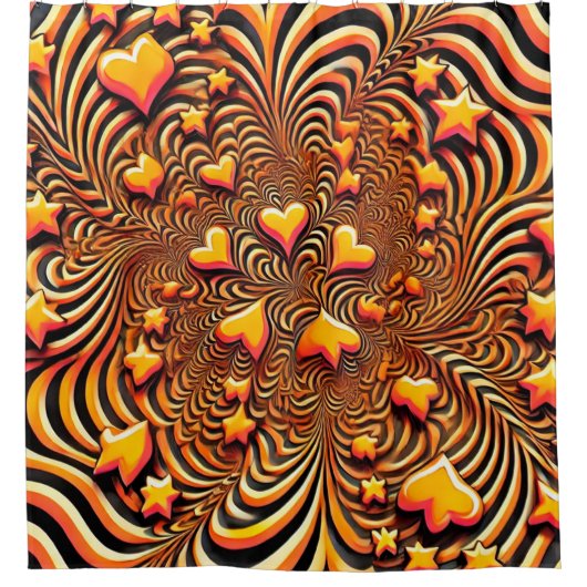 Orange Heart Design Duschvorhang (Vorderseite)