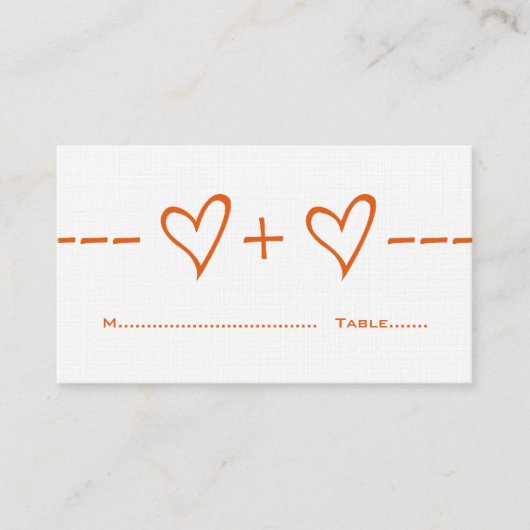 Orange Heart Equation Platzkarte (Vorderseite)