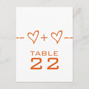 Orange Heart Equations Tischnummer Postkarte