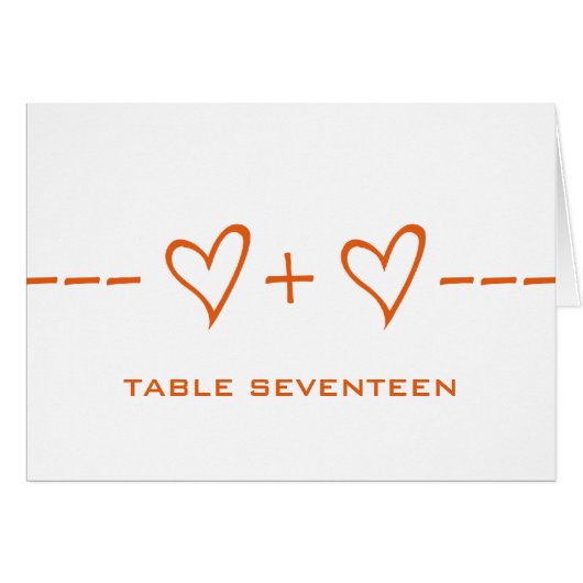 Orange Heart Equity Tischnummer Card (Vorderseite (Horizontal))