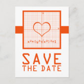 Orange Heart Math Graph Save the Date Postkarte (Vorderseite)
