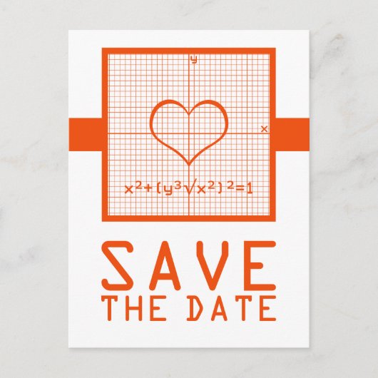 Orange Heart Math Graph Save the Date Postkarte (Vorderseite)