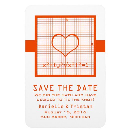 Orange Heart Math Graph Speichern Sie das Date Mag Magnet (Vertikal)