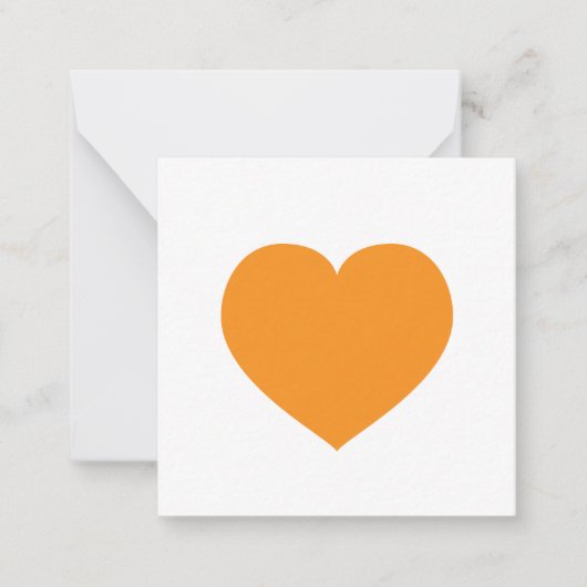 Orange Heart Moderne Liebe Note Summer Fall Mitteilungskarte (Vorderseite)