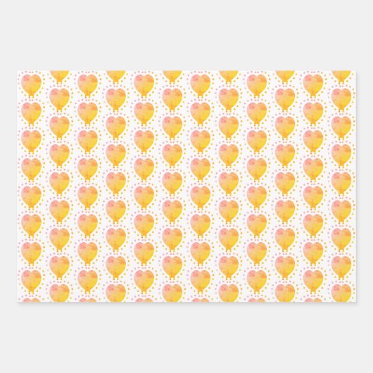 Orange Heart Polka Dot Abstraktes Muster Geschenkpapier Set (Vorderseite 3)
