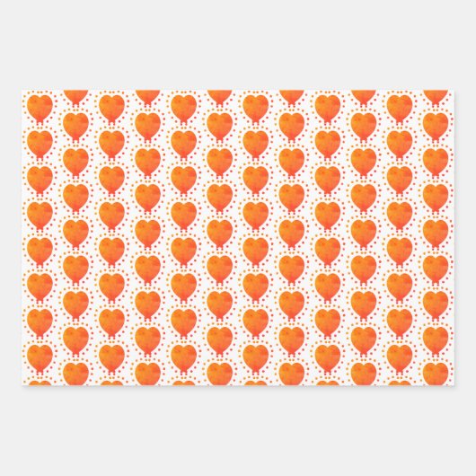 Orange Heart Polka Dot Abstraktes Muster Geschenkpapier Set (Vorderseite 2)