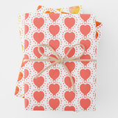 Orange Heart Polka Dot Abstraktes Muster Geschenkpapier Set (Beispiel)