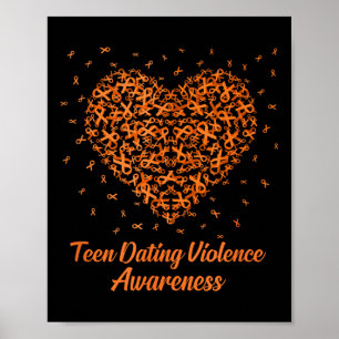 Orange Heart Ribbon Teen Verabredet Gewalt Bewusst Poster