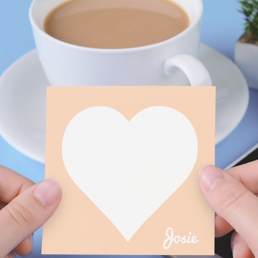 Orange Heart Sticky Notes mit Name Post-it Klebezettel