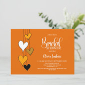 Orange Heart Theme Bridal Shower Einladung (Stehend Vorderseite)