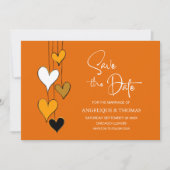 Orange Heart Theme Wedding Save the Date (Vorderseite)