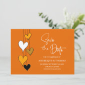 Orange Heart Theme Wedding Save the Date (Stehend Vorderseite)