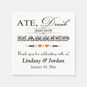 Orange Hearts and Scrolls Wedding Napkins Serviette (Vorderseite)