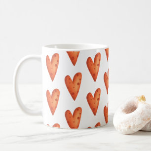 Orange Hearts Illustriert Patterected Kaffeetasse