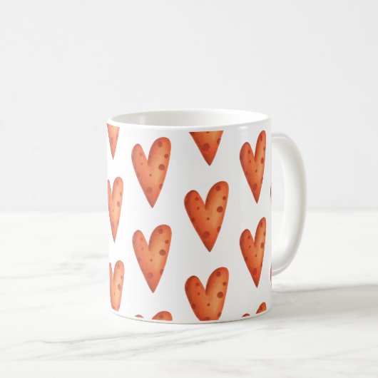 Orange Hearts Pattern Kaffeetasse (VorderseiteRechts)