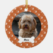 Orange Hearts Paws Custom Pet Puppy Dog Foto Keramik Ornament (Vorne)