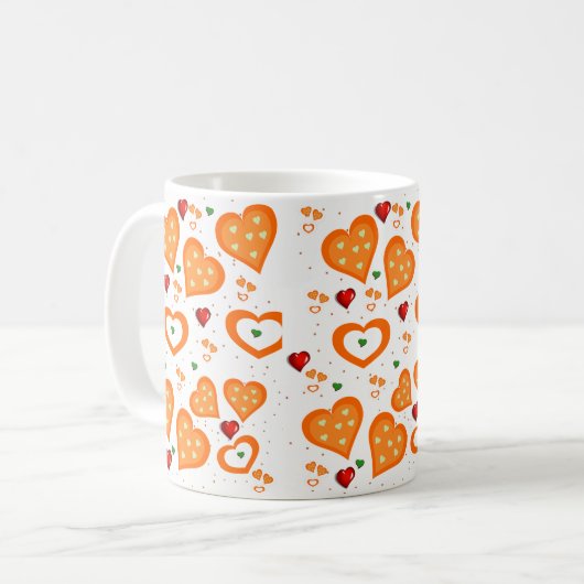 Orange Hearts Tasse (Vorderseite Links)