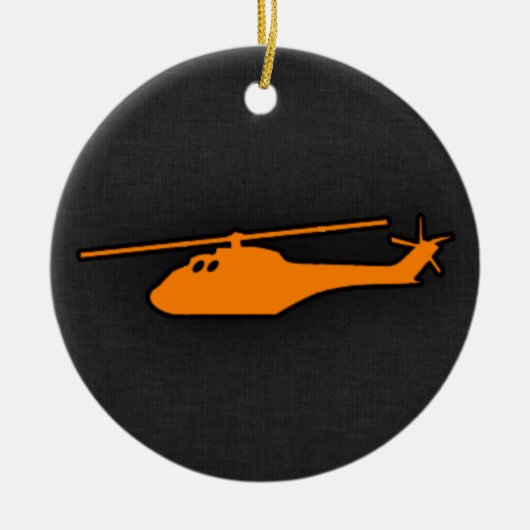 Orange Helicopter Keramik Ornament (Vorne)