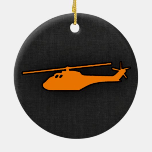 Orange Helicopter Keramik Ornament (Hinten)